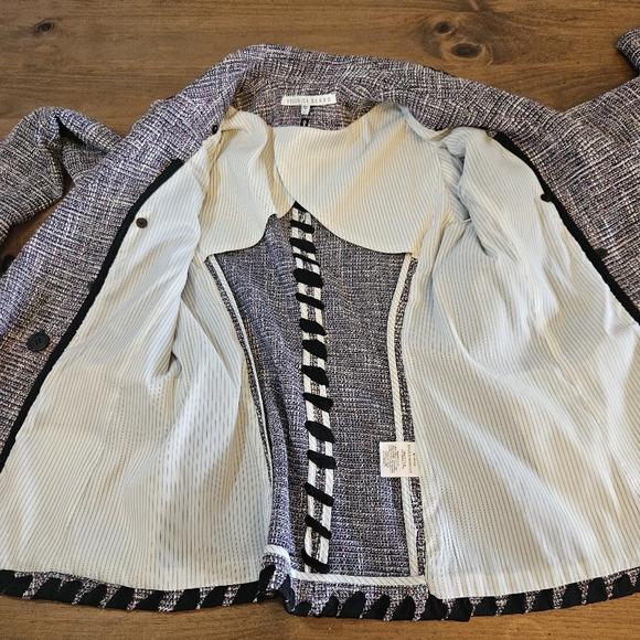 Veronica Beard Octavia Tweed Ribbon Edge Dickey Jacket Purple Black &Blazer Sz 4 - Picture 10 of 12